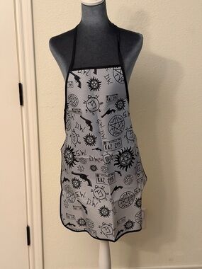 Supernatural themed apron with symbols. Thin material